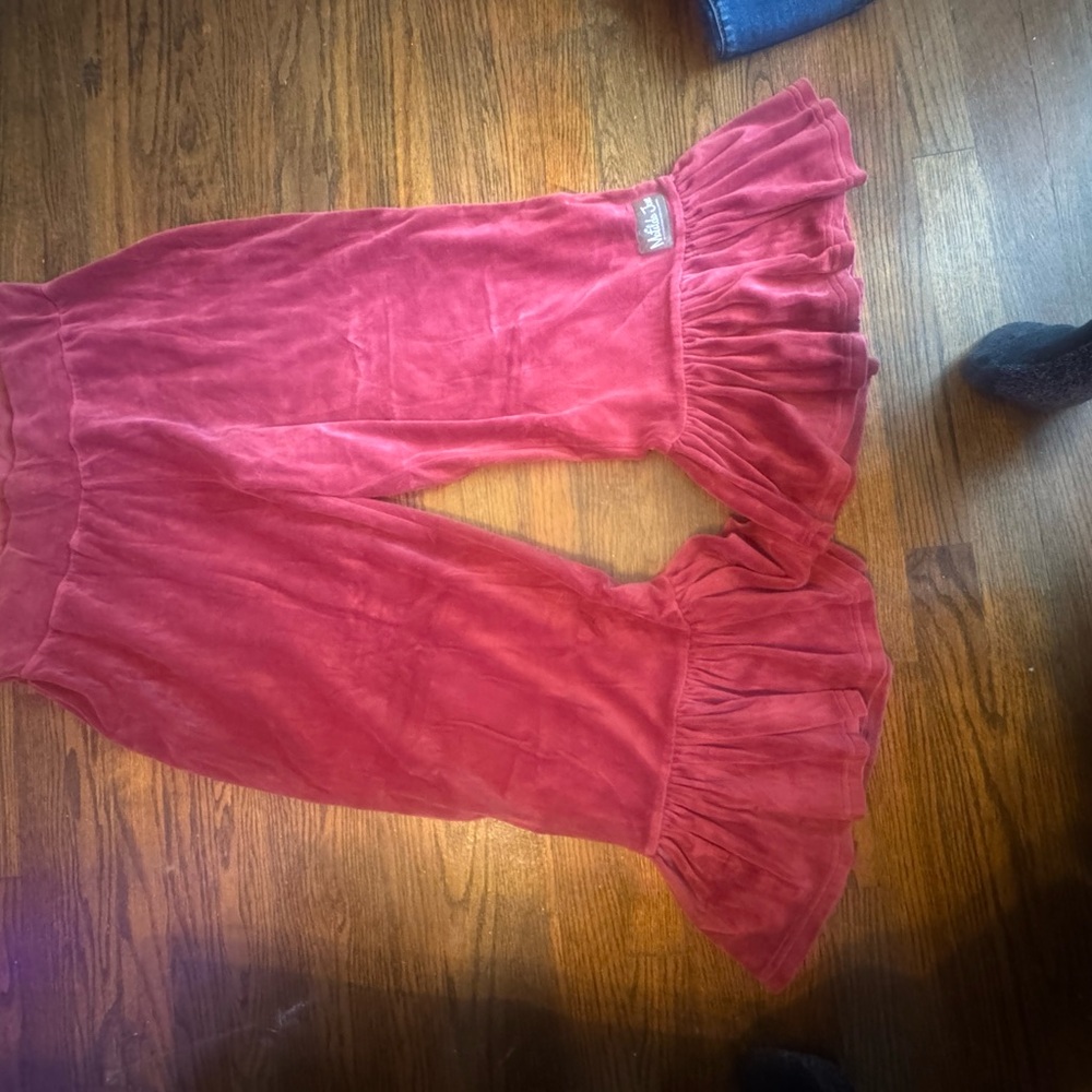 Matilda Jane Ruffled Velvet Pants maroon color